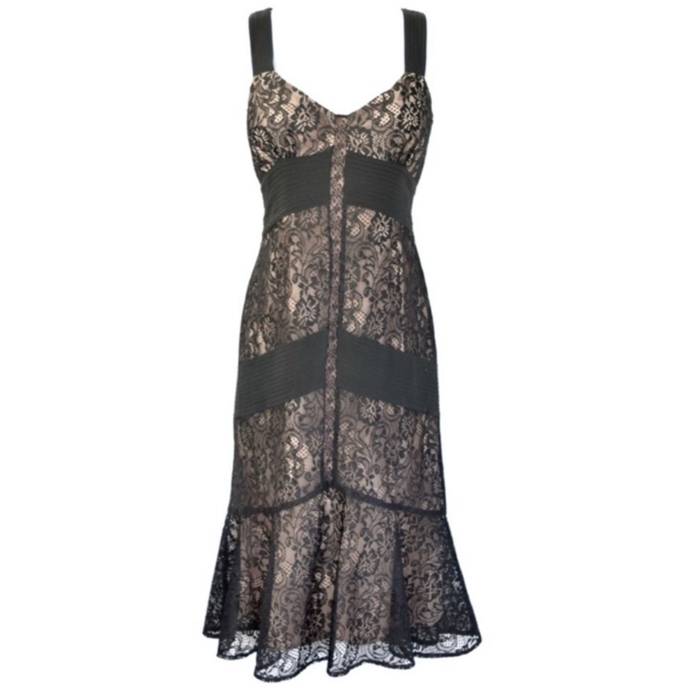Loft Black Lace Sleeveless Mermaid Cocktail Party Dress